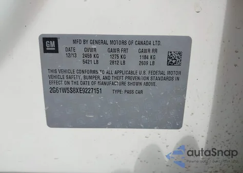 2014 Cadillac Xts Vsport Platinum from USA, damaged, VIN 2G61W5S8XE9227151